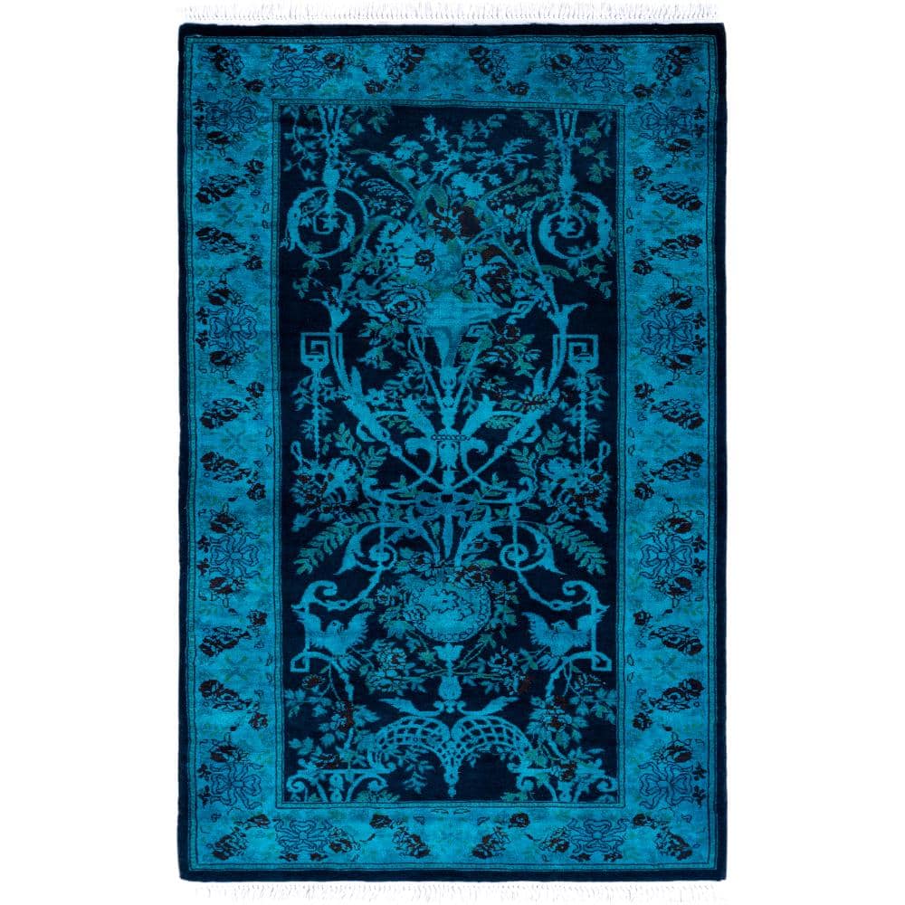 Fine Vibrance Blue 3 X 5 Hand-Knotted Wool Indoor Area Rug price history on PriceWatchPro