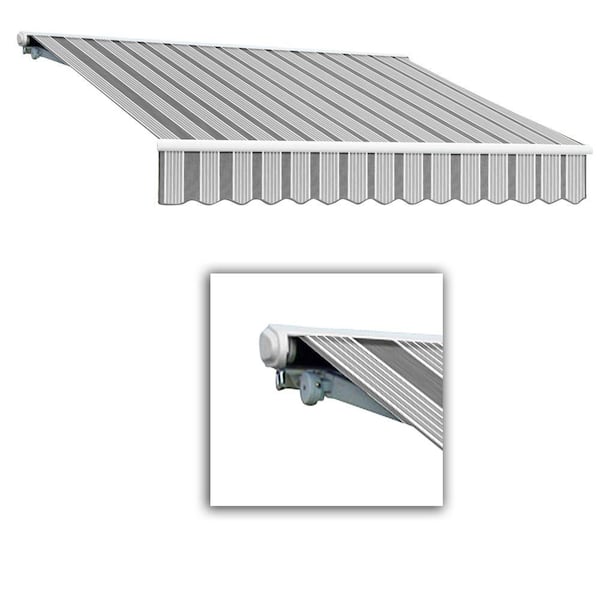 AWNTECH 12 ft. Galveston Semi-Cassette Left Motor with Remote Retractable Awning (120 in. Projection) in Gun/Gray