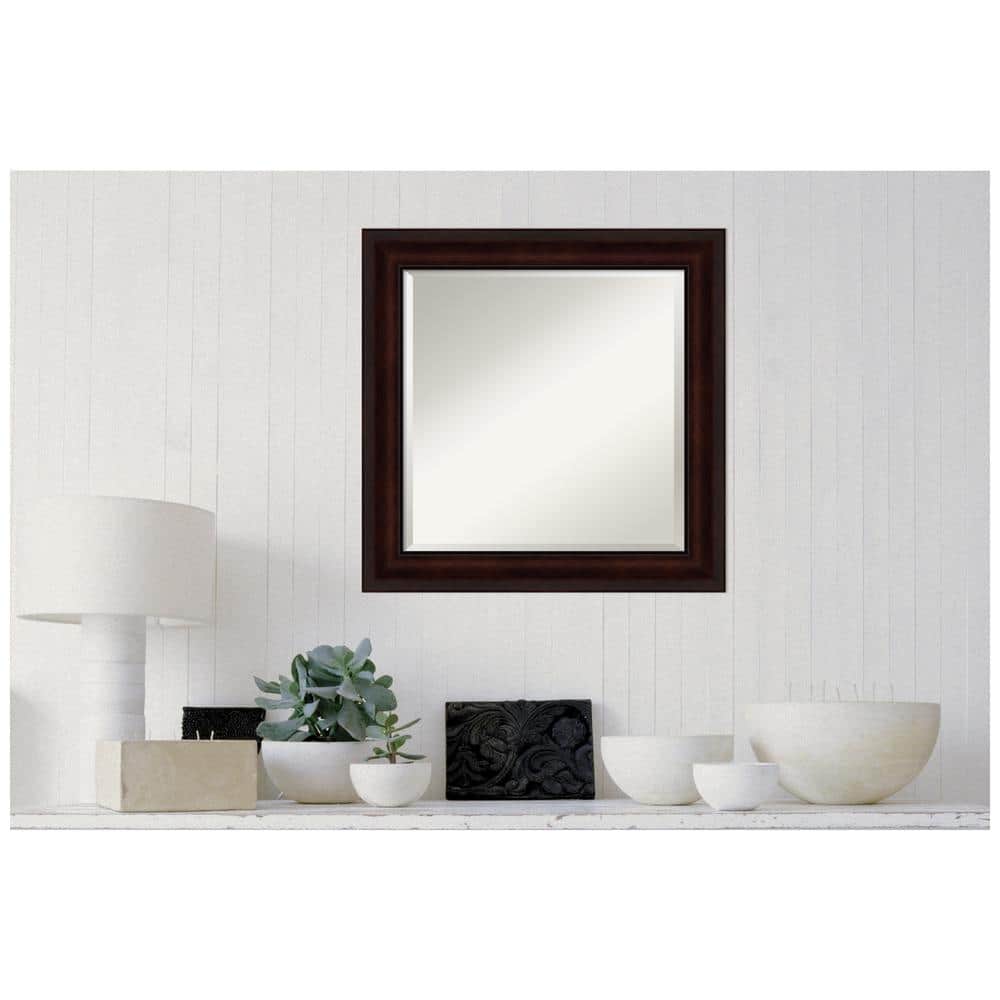 25'' Dark Brown Wood Rectangular Vanity Mirror
