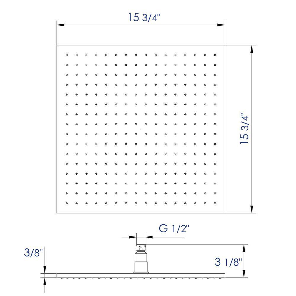 Brushed Nickel Square LED Rain Shower Head, 16-inch