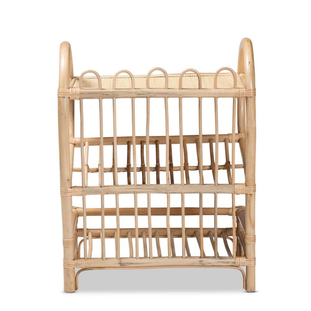 Natural Brown Rattan 2-Tier Display Shelf