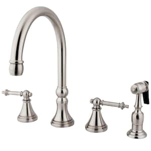 Templeton 2-Handle Deck Mount Widespread Kitchen Faucets with Brass Sprayer in Brushed Nickel