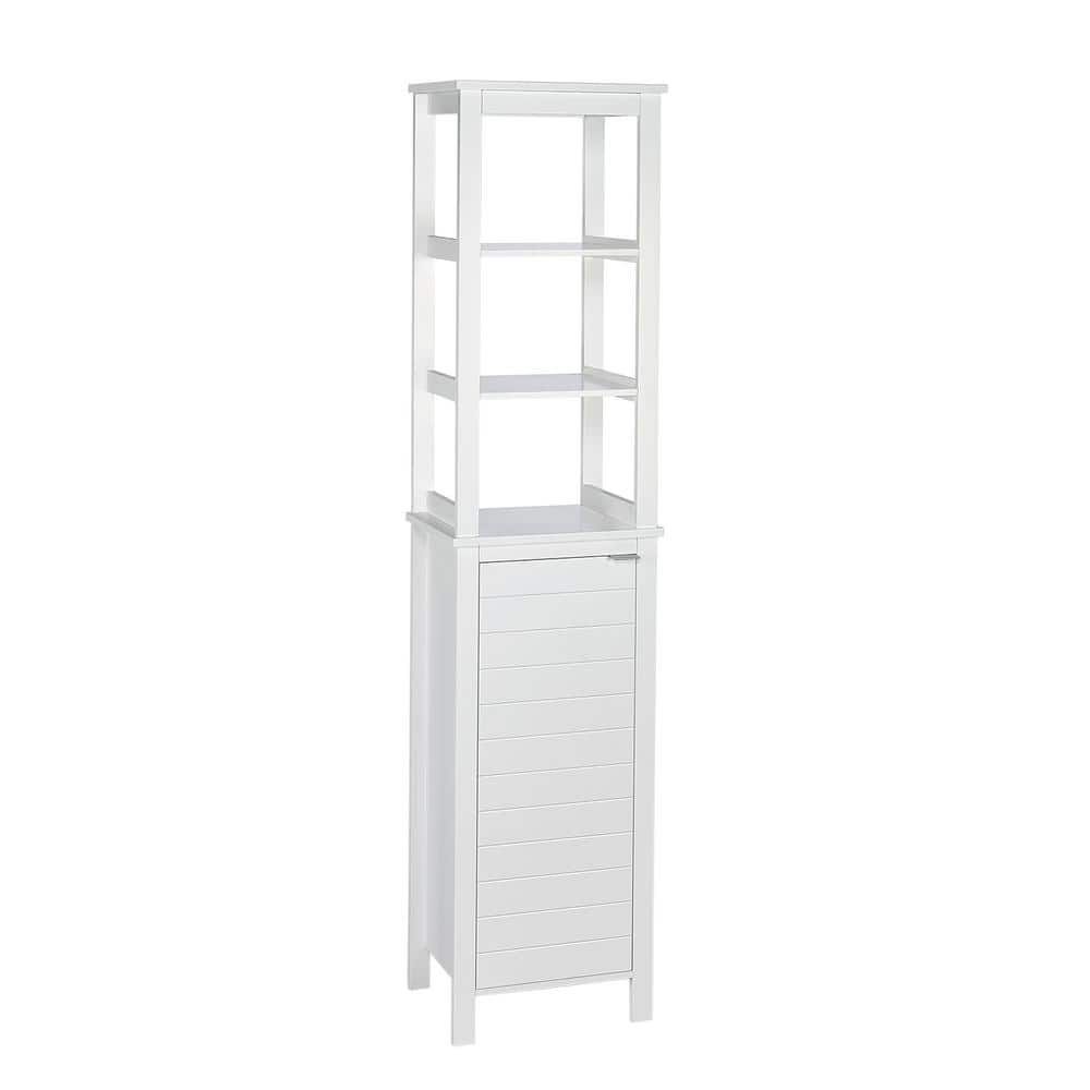 RiverRidge Madison 23.31-in x 63.88-in x 16.88-in White Freestanding Corner Linen Cabinet 06-112 at