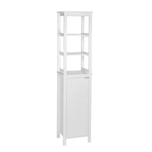 Madison 15.75 in. W x 11.8 in. D x 67 in. H Linen Tower with Open Shelves in White