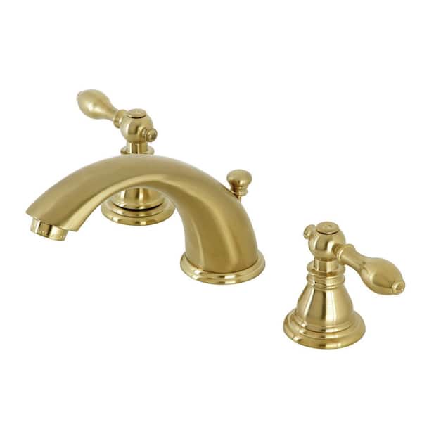 Kingston Brass American Classic 8 in. Widespread 2-Handle Bathroom Faucet in Brushed Brass