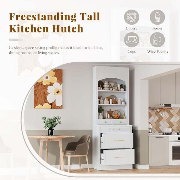 XUJMK Modern 25 in. W x 18 in. D x 84 in. H White Linen Cabinet