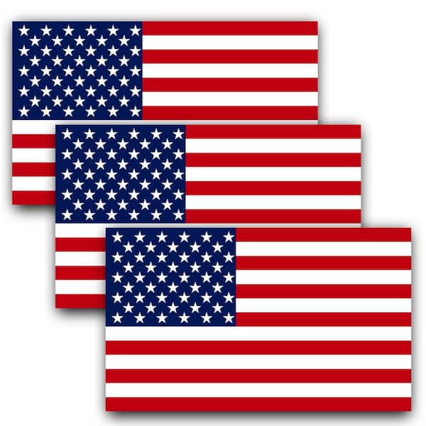 ANLEY 5 in. x 3 in. American US Flag Decal Patriotic Stars Reflective Stripe USA Flag Car Stickers (3-Pack)