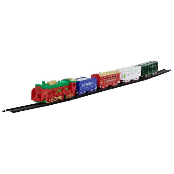 21 Piece Green and Red Battery Operated Lighted and Animated Classic Christmas Train Set