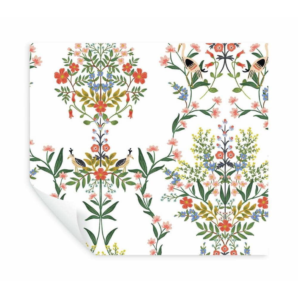 Luxembourg White Floral Damask Peel and Stick Wallpaper Roll