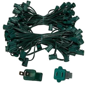 100 ft. C9/E17 Green Wire Socket Stringer with 12 in. Spacing