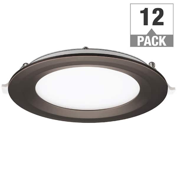 Commercial Electric 6 in. Canless Integrated LED Recessed Light Oil Rubbed Bronze Trim Kit 900lm Adjustable CCT Kitchen Bathroom (12-Pack)