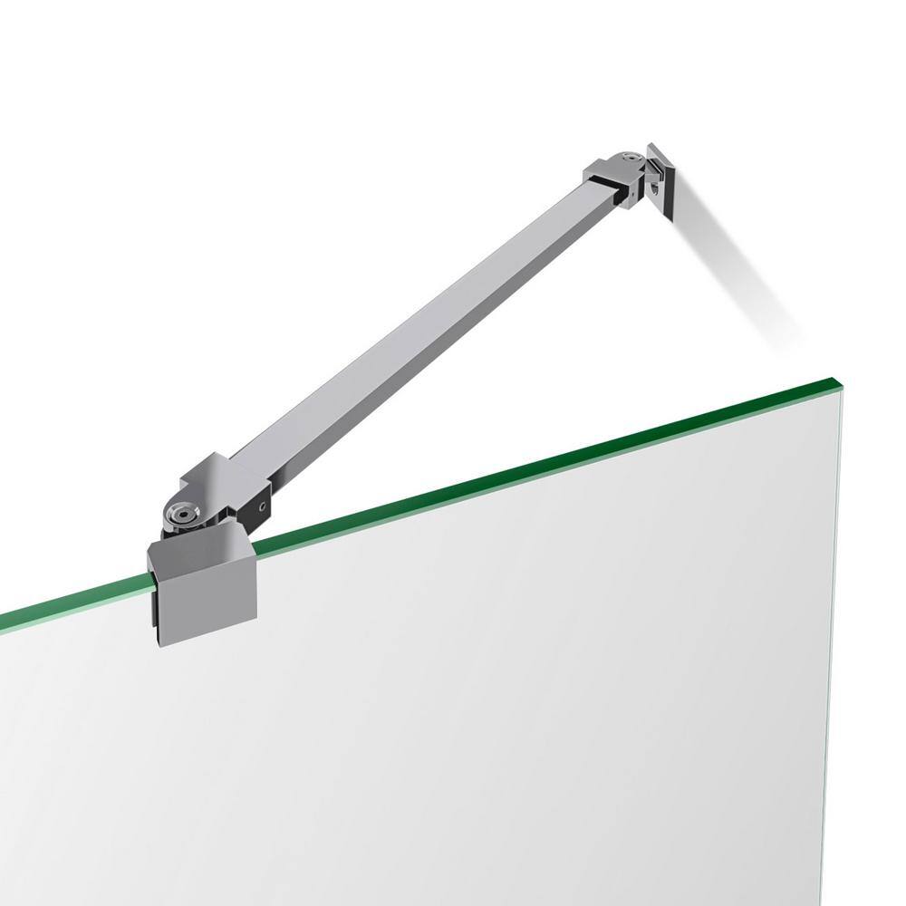 Aqua Ultra Frameless Hinged Shower Kit with Brushed Nickel Hardware