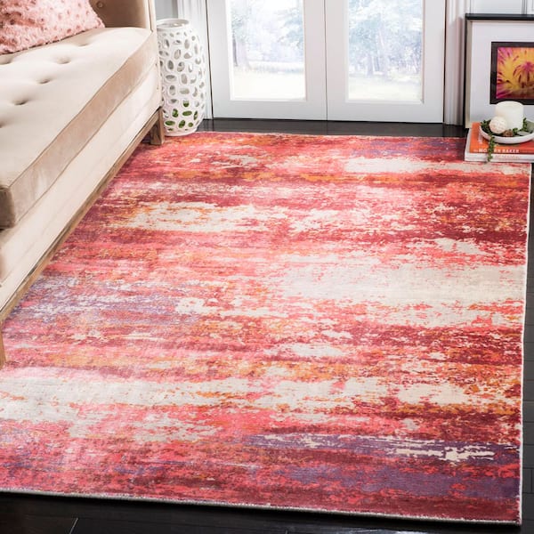 Mirage 9 ft. x 12 ft. Red/Ivory Distressed Striped Area Rug