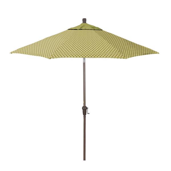 California Umbrella 9 ft. Champagne Aluminum Market Patio Umbrella with Crank Lift and Autotilt in Lavalier Palm Pacifica Premium