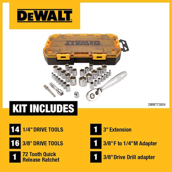 1/4 in. and 3/8 in. Drive Ratchet & Socket Set (34-Piece)