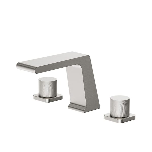 YAWWALK 8 in. Widespread Double Handle Waterfall Bathroom Faucet with Brass Rough-In Valve in Brushed Nickel (1-Pack)