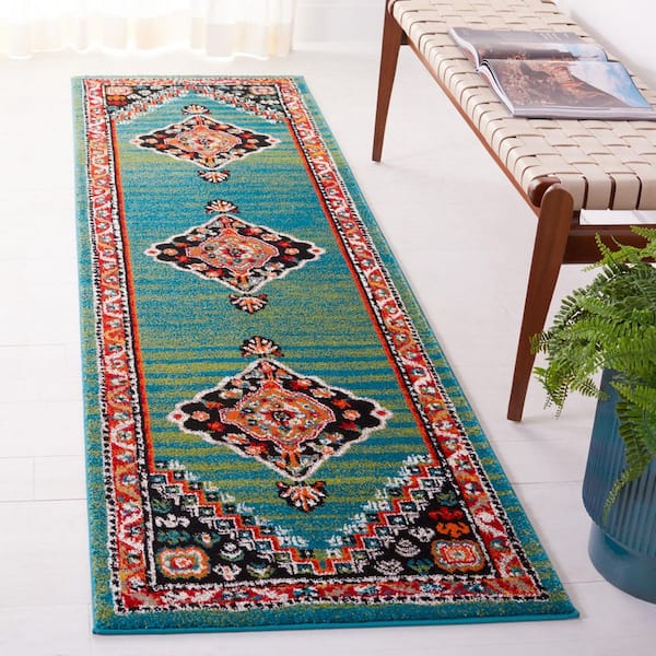 Vintage Hamadan 2 ft. x 8 ft. Green/Black Overdyed Border Runner Rug