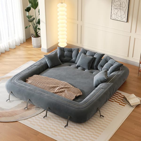 JASIWAY 87.4 in. W Technological Velvet Convertible Twin Sleeper