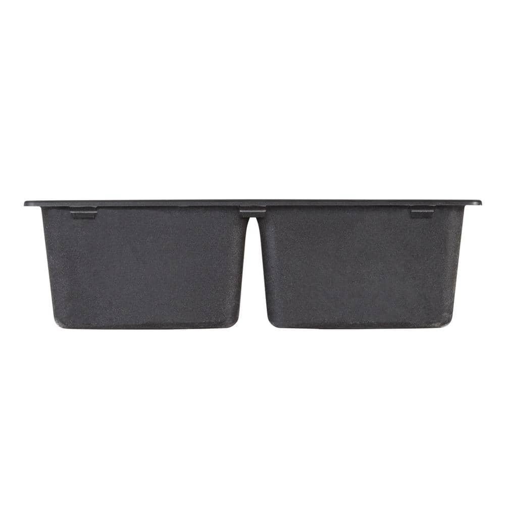 Totten 33" Black Granite Composite Double Bowl Undermount Sink
