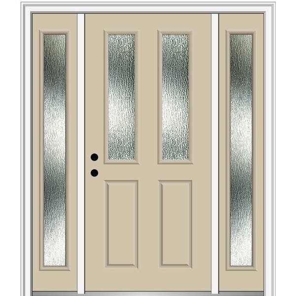 MMI Door 64 in. x 80 in. Right-Hand Inswing Rain Glass Wicker Fiberglass Prehung Front Door on 4-9/16 in. Frame