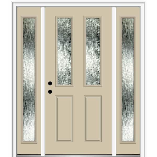 MMI Door 60 in. x 80 in. Right-Hand Inswing Rain Glass Wicker Fiberglass Prehung Front Door on 6-9/16 in. Frame