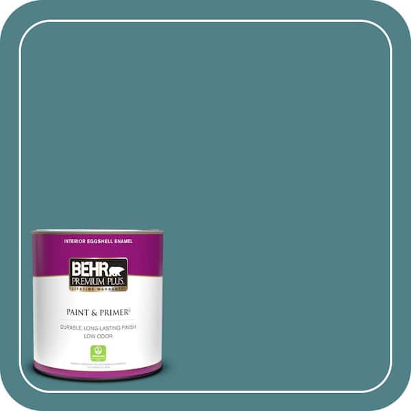 BEHR PREMIUM PLUS 1 qt. #ICC-75 Tapestry Teal Eggshell Enamel Low Odor Interior Paint & Primer