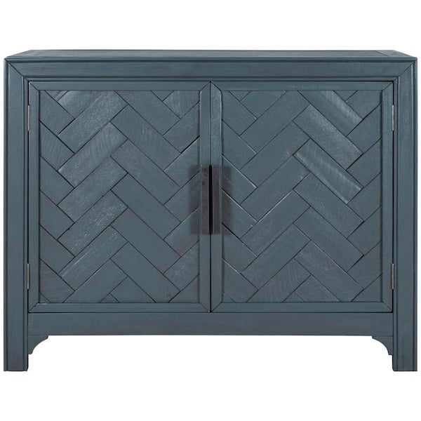 Unbranded 40 in. W x 15 in. D x 31.9 in. H Antique Blue Linen Cabinet with Unique Design Doors and 1 Adjustable Shelves