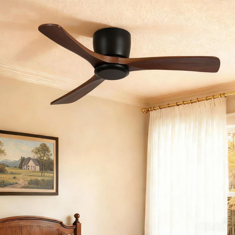 42 in. Indoor Low Profile Flush Mount Ceiling Fan in Black with Reversible DC Motor and Remote price history on PriceWatchPro