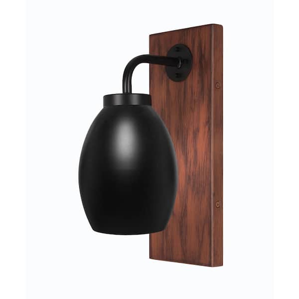 Unbranded Kirby 1-Light Matte Black and Painted Wood-look Metal Wall Sconce