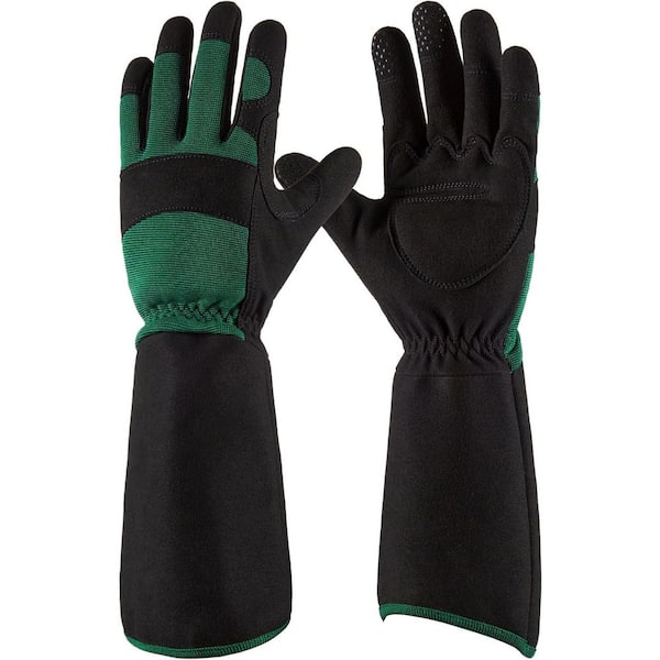 Misopily Thorn Proof Faux Suede Forearm Protection Garden Gloves for Pruning Bush Blackberry Cactus Heavy Duty 1 Pair