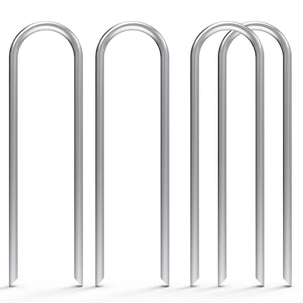 Angel Sar 6 in. Garden Stakes Heavy Duty 11-Gauge Galvanized Yard Staples, 1/2-in. to 1-5/8- in. Loop Stake (50-Pack)