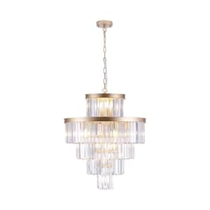 15 light Gold Crystal Chandelier Lights Fixture Hanging Pendant Light Fixture for Dining Room Bedroom Living Room