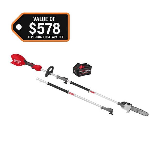 M18 FUEL 18V 10 in. Brushless Cordless Battery Powered QUIK-LOK Pole Saw w/ Attachment Capability, 6.0 Ah FORGE Battery