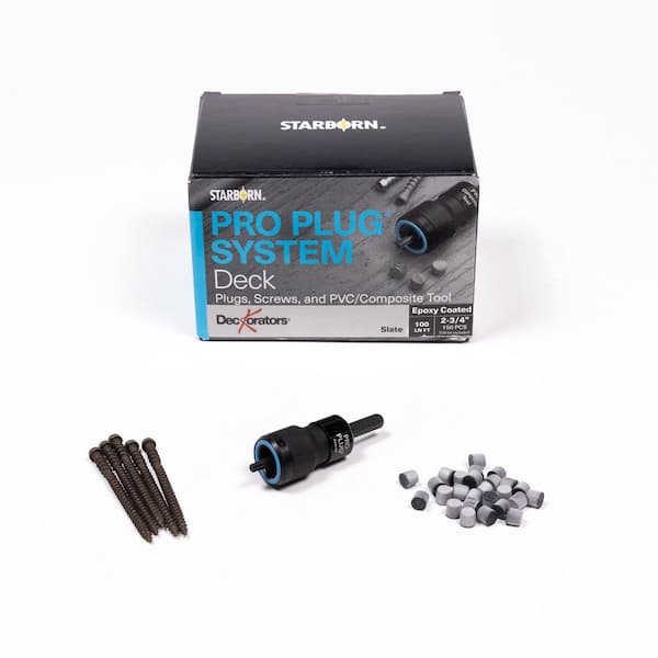 Picture Frame #10 x 2-3/4 in. Star Trim Head Pro Plug System Composite Deck Hardware Pack 100LF Dark Slate (150-pieces)