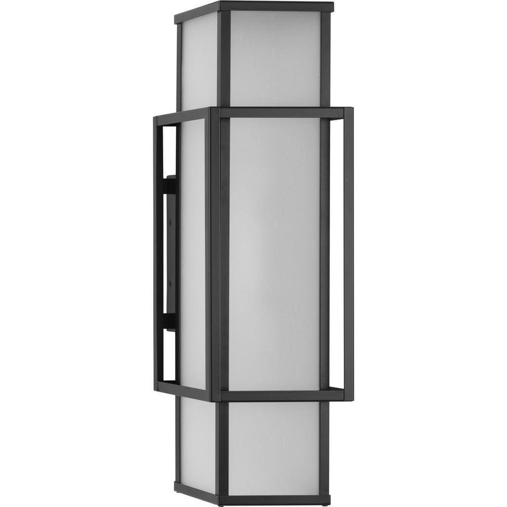 Matte Black Steel 24" Outdoor Wall Lantern with Etched Glass