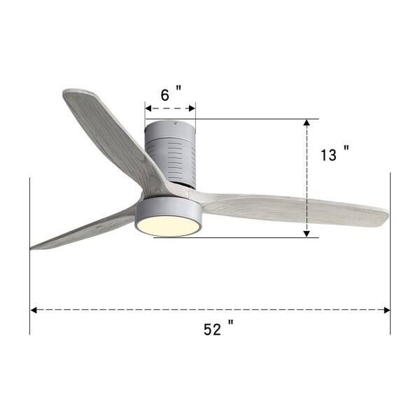 52 in Hugger Ceiling Fan White LED Light Flush Mount Low Profile Reversible New 