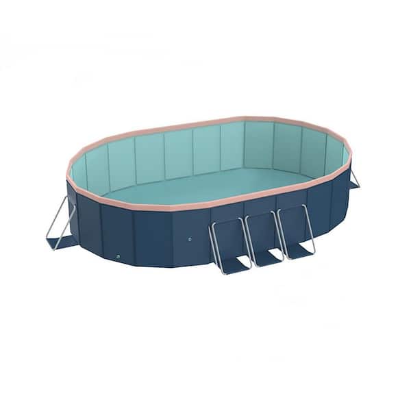 9.8 ft. x 7.2 ft. Rectangle Above Ground Folding Pool 19 in. Depth with Aluminum Alloy Bracket