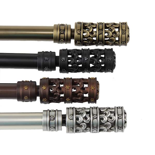 Rod Desyne 18 in. - 28 in. Telescoping Single Curtain Rod Kit in Antique Brass with Whirl Finial