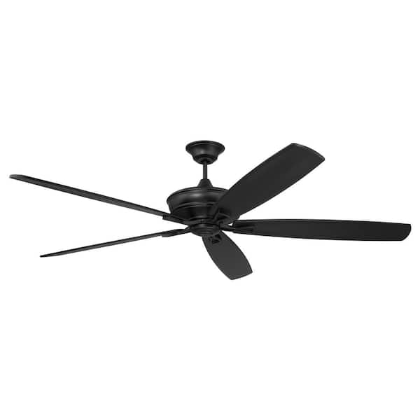 Santori 72 in. Energy Saving, 6-Speed Reversible Flat Black Finish Ceiling Fan with Remote and Wall Control Included