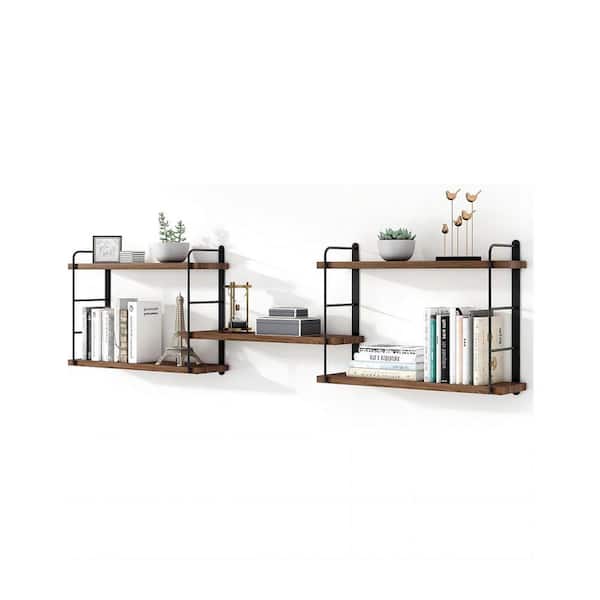 50 in. W x 6 in. D  Brown Wood Decorative Wall Shelf