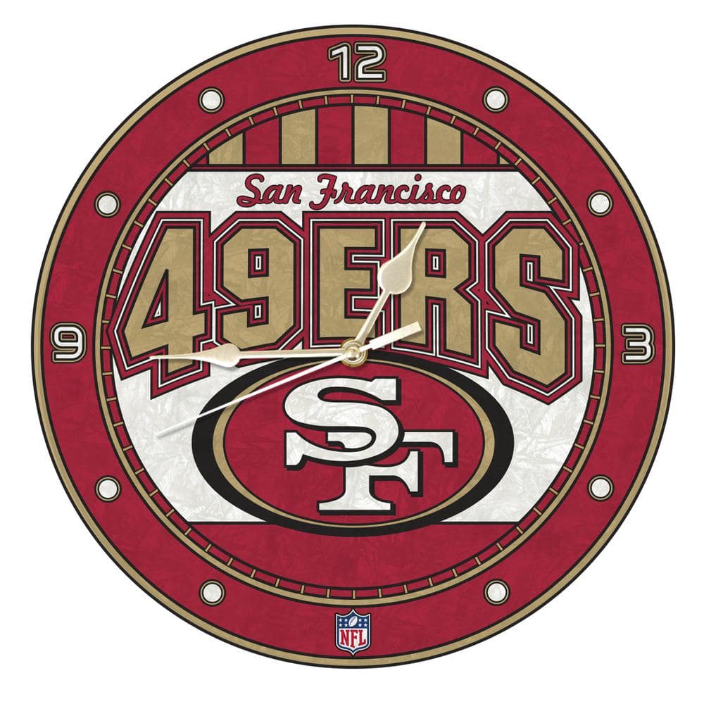 The Memory Company NFL-12 in. 49ers Art Glass Clock NFL-SFF-274 - The ...