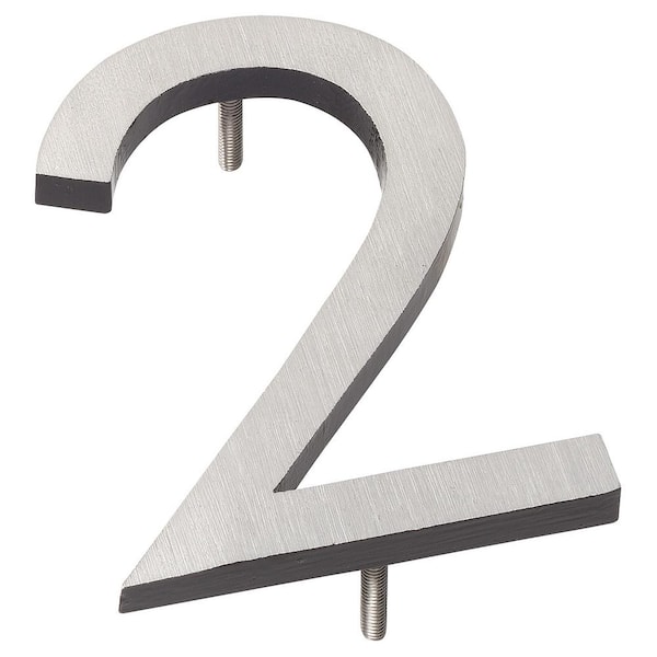 Montague Metal Products 16 in. Satin Nickel/Black 2-Tone Aluminum Floating or Flat Modern House Number 2