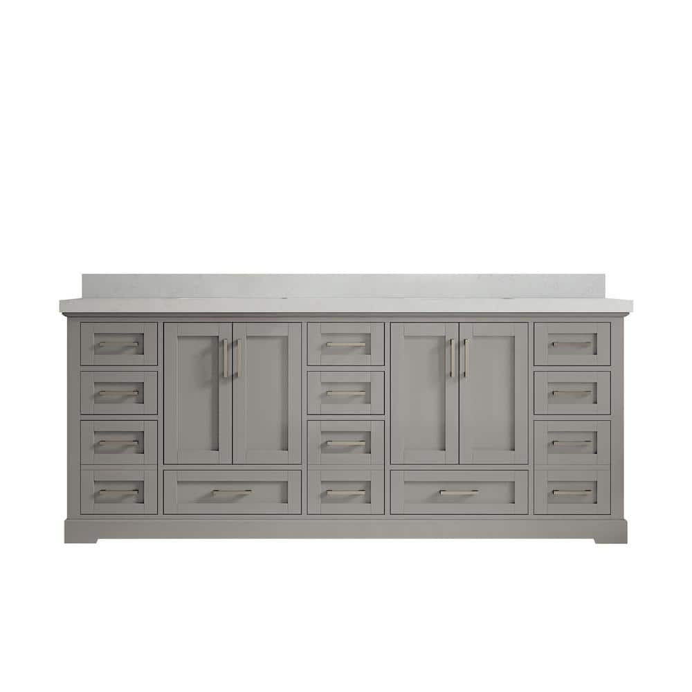 "Boston 84 in. W x 22 in. D x 36 in. H Double Sink Bath Vanity in Elephant Gray with 2"" Carrara Quartz Top" price history on PriceWatchPro
