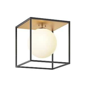 Modern Globe 13.97 in. 1-Light Semi- Flush Mount with Frosted Glass Globe Lampshade Hanging Lamp