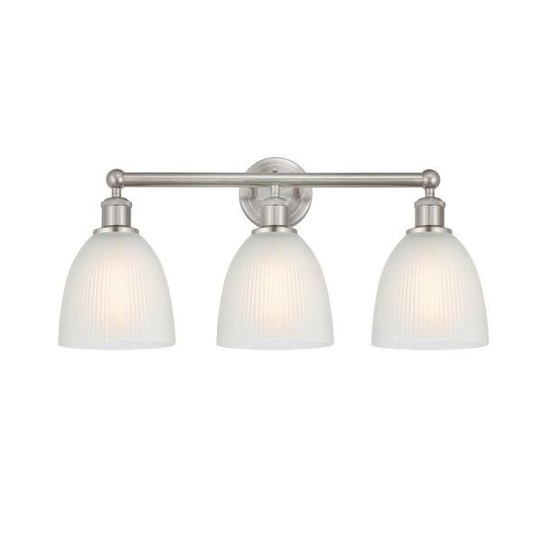Castile 24 in. 3-Light Brushed Satin Nickel Vanity Light with Glass Shade
