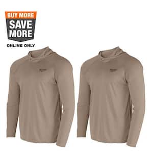 Men's Medium Sandstone WORKSKIN Hooded Sun Shirt (2-Pack)