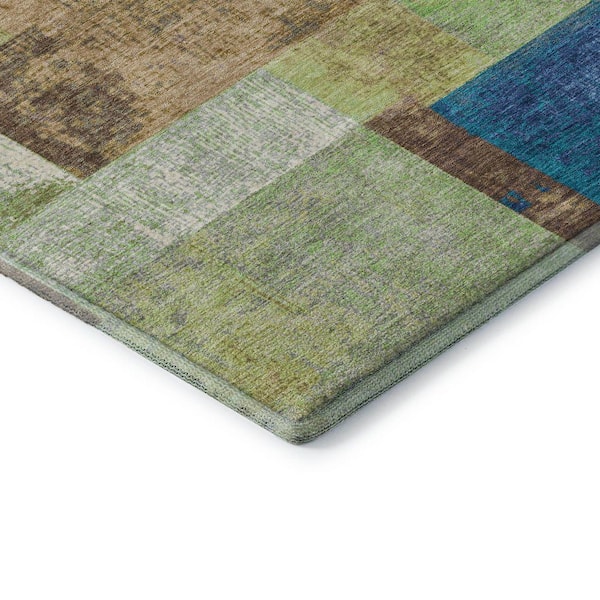 Mayfield Premium Machine Washable Abstract AMF1974 Blue 10 ft. x 14 ft. Area Rug