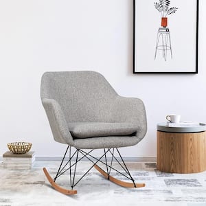 Rocking Chair Fabric Rocker Upholstered Single Sofa Chair Accent Armchair Grey