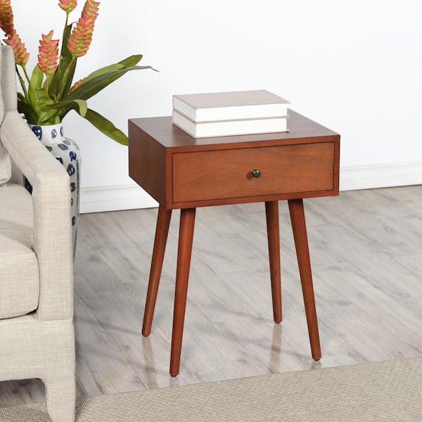 Arthur 17.75 in. Light Walnut Rectangle Wood End Table