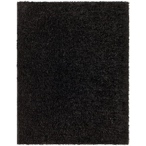 Moda shag Black Solid 5 ft. x 7 ft. Indoor Area Rug